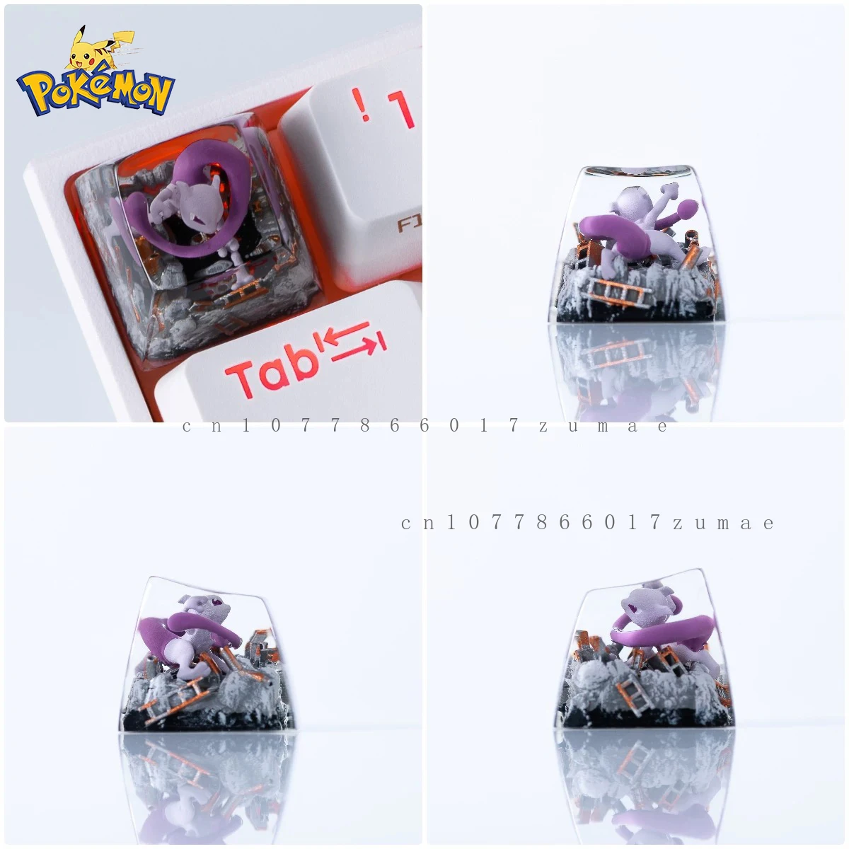 포켓몬 애니메이션 키 캡 Gengar Pikachu Clefairy Mewtwo DIY 맞춤형 수지 키 기계 컴퓨터 키보드 크리 에이 티브 만화 선물