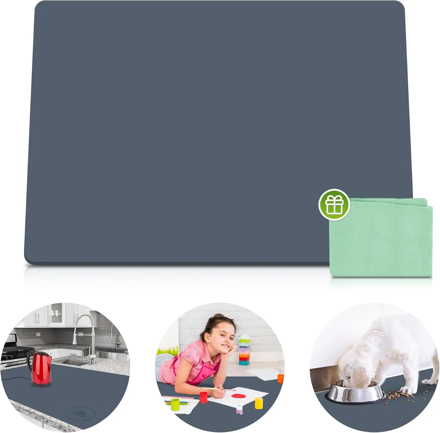 

Large Silicone Mat 28" x 20" Mat Thick Heat Resistant, Kitchen Counter Mat Waterproof - Coffee Machine, Glass Top Stove