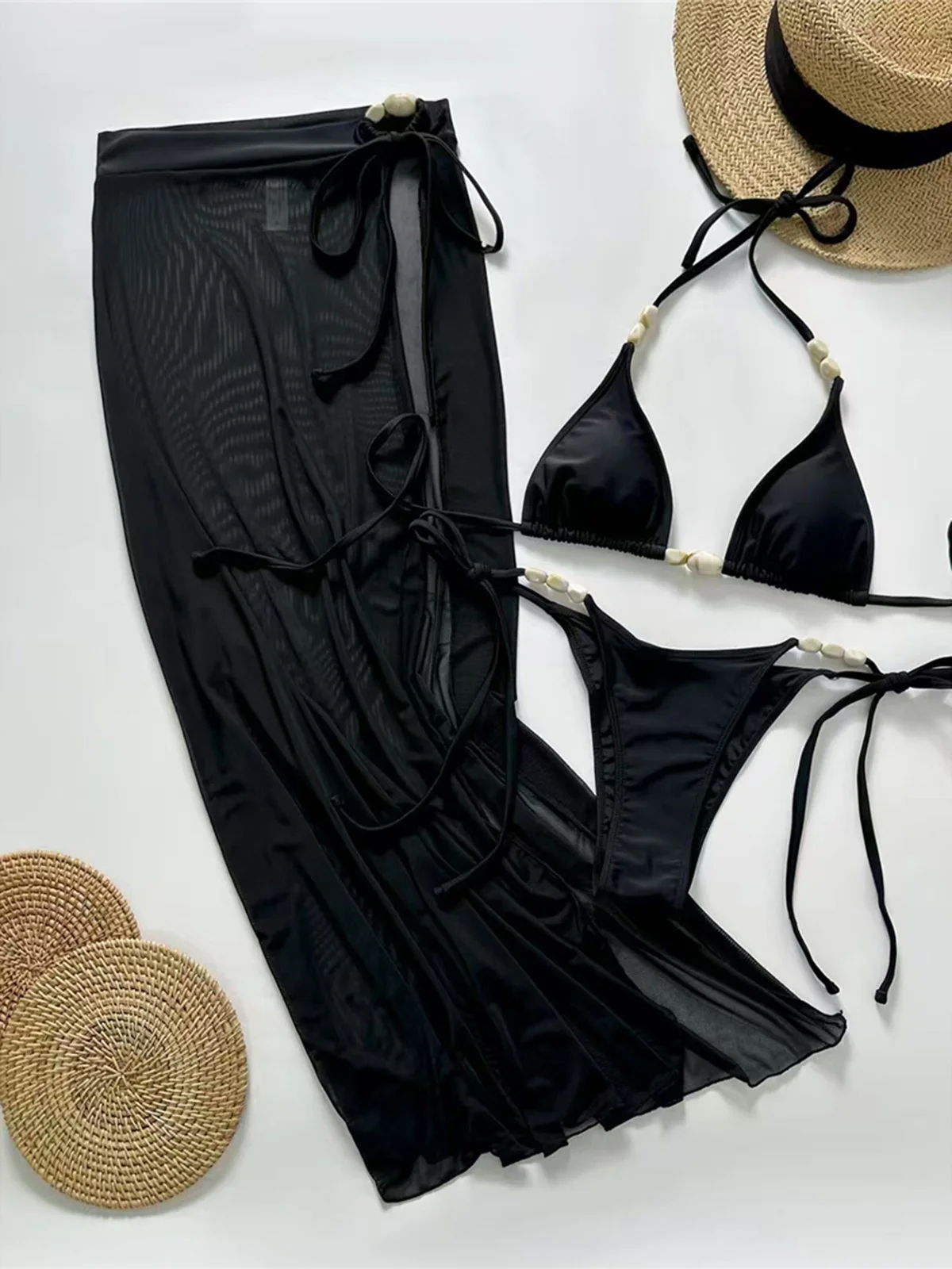 Sexy With Skirt Halter Bikini Women Swimwear Female Swimsuit Three-Pieces Bikini Set High Leg Cut Bather Bathing Suit Swim M134