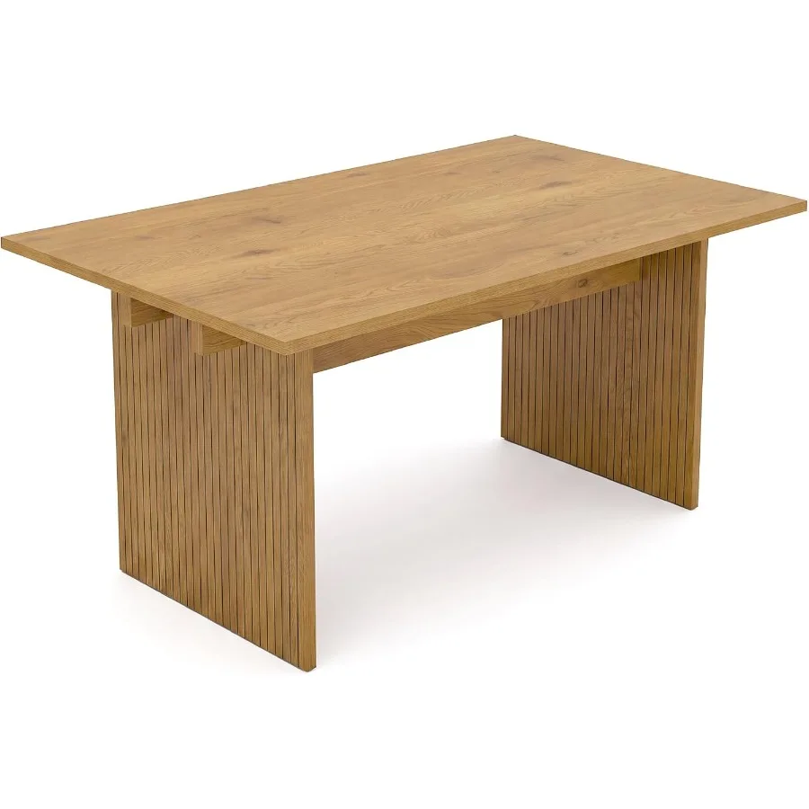 63 Inch Dining Room Table for 4 to 6, Modern Farmhouse Rectangular Kitchen Table with Easy-Care Melamine Surface, Stable Wooden