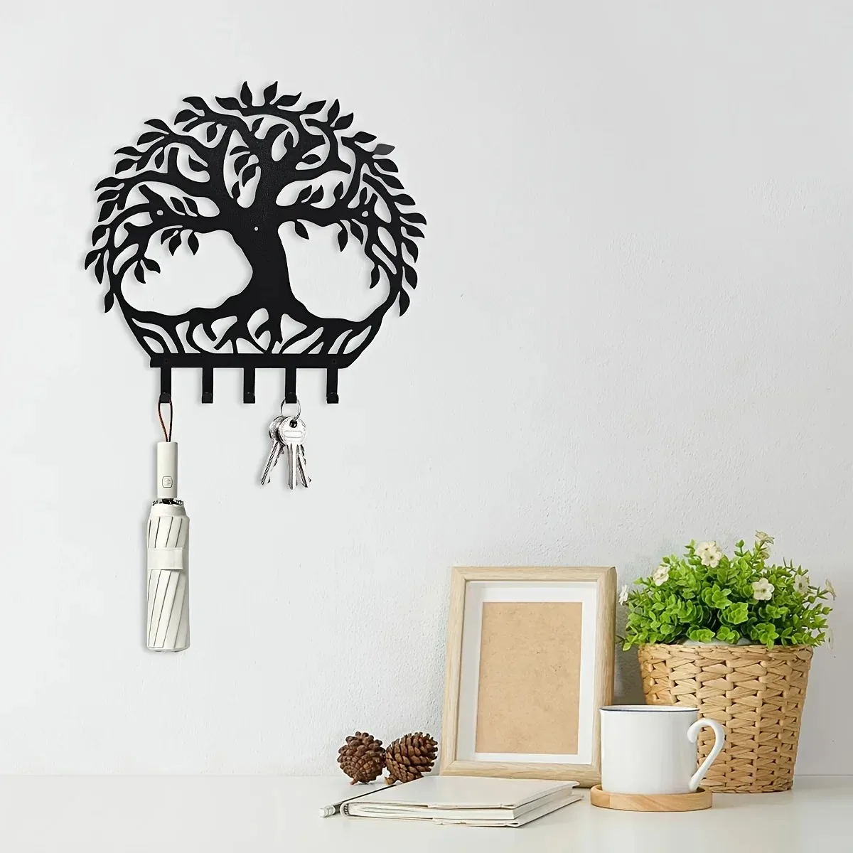 

Metal Iron Home Decorative Wall Mounted Tree Life Shaped Coat Key Hooks Hanger Iron Crafts Key Holder Coat Rack Decorative Hook