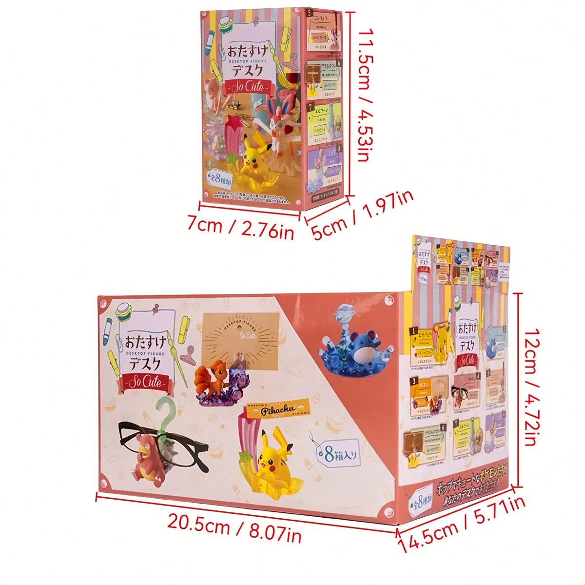 8Pcs/Set Pokemon Ornament Toys Pikachu Mew Plusle Minun Vulpix Sylveon Marill Cartoon Anime Figure Model Dolls Collection Toy