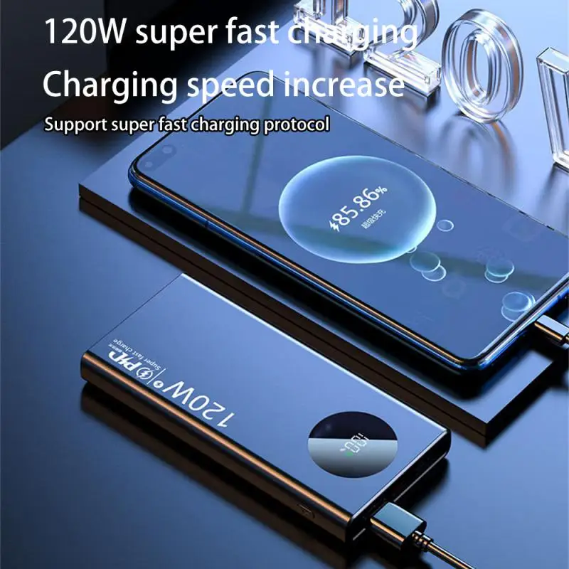 50000mah High Capacity Power Bank 120w Super Fast Charging Power Bank Mobile Phone External Battery For