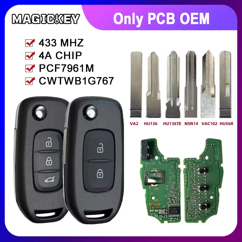 

1 шт. чип 4A 433 МГц OEM PCB автомобильный ключ-пульт CWTWB1G767 для Renault Symbol Twingo Dacia Duster Sandero Megane 3 Clio Kadjar Captur