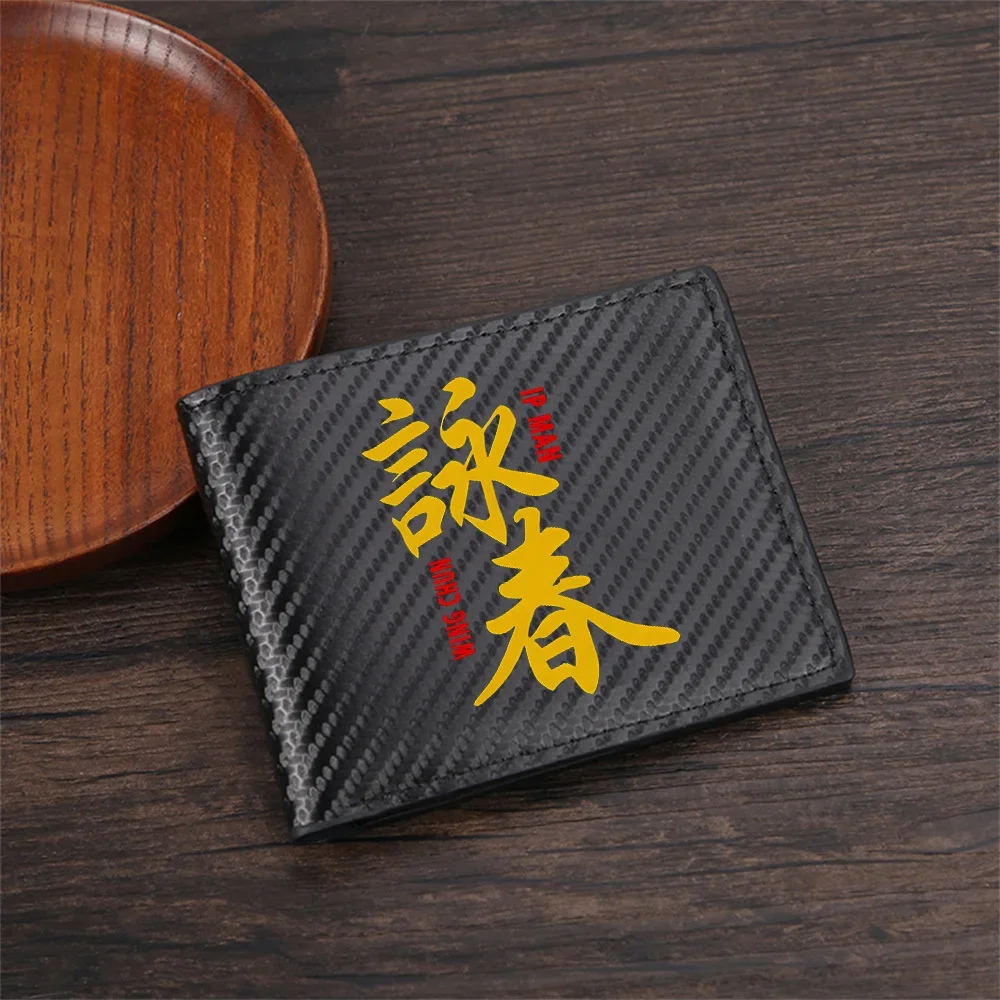 Yellow Chinese characters and text art Men's Wallets Simple Business Modern Stylish Printing Design Gifts For Father Boyfriend C