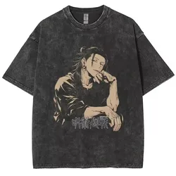 Anime Jujutsu Kaisen Gojo Satoru T Shirts Washed Men Women Cotton Harajuku T-Shirts High Quality Retro for Men Women Tops Tees