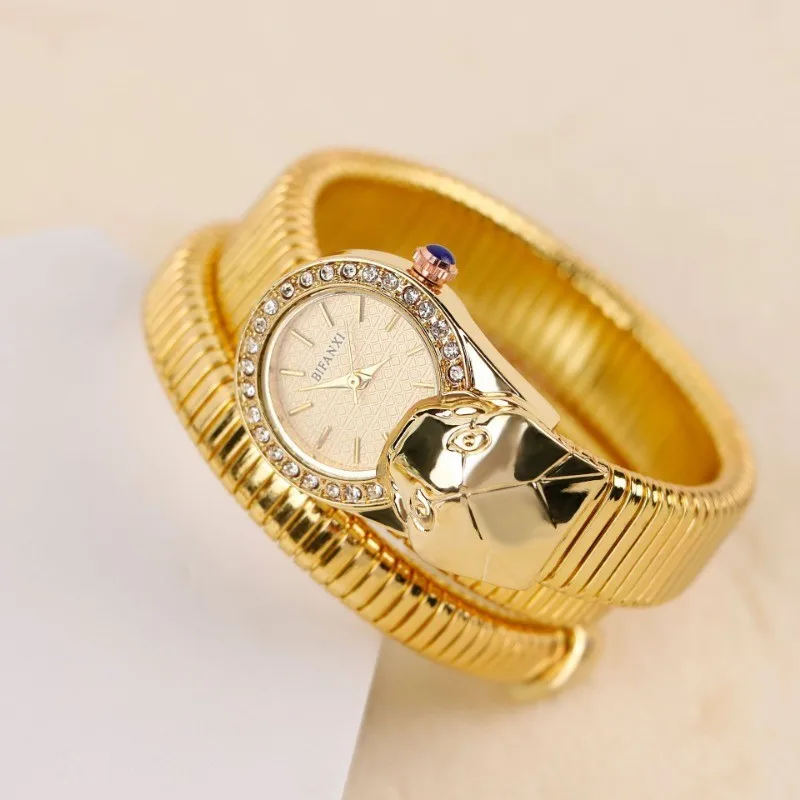 

New gold snake watch ladies personalized fashion bracelet watch opening creative quartz watch