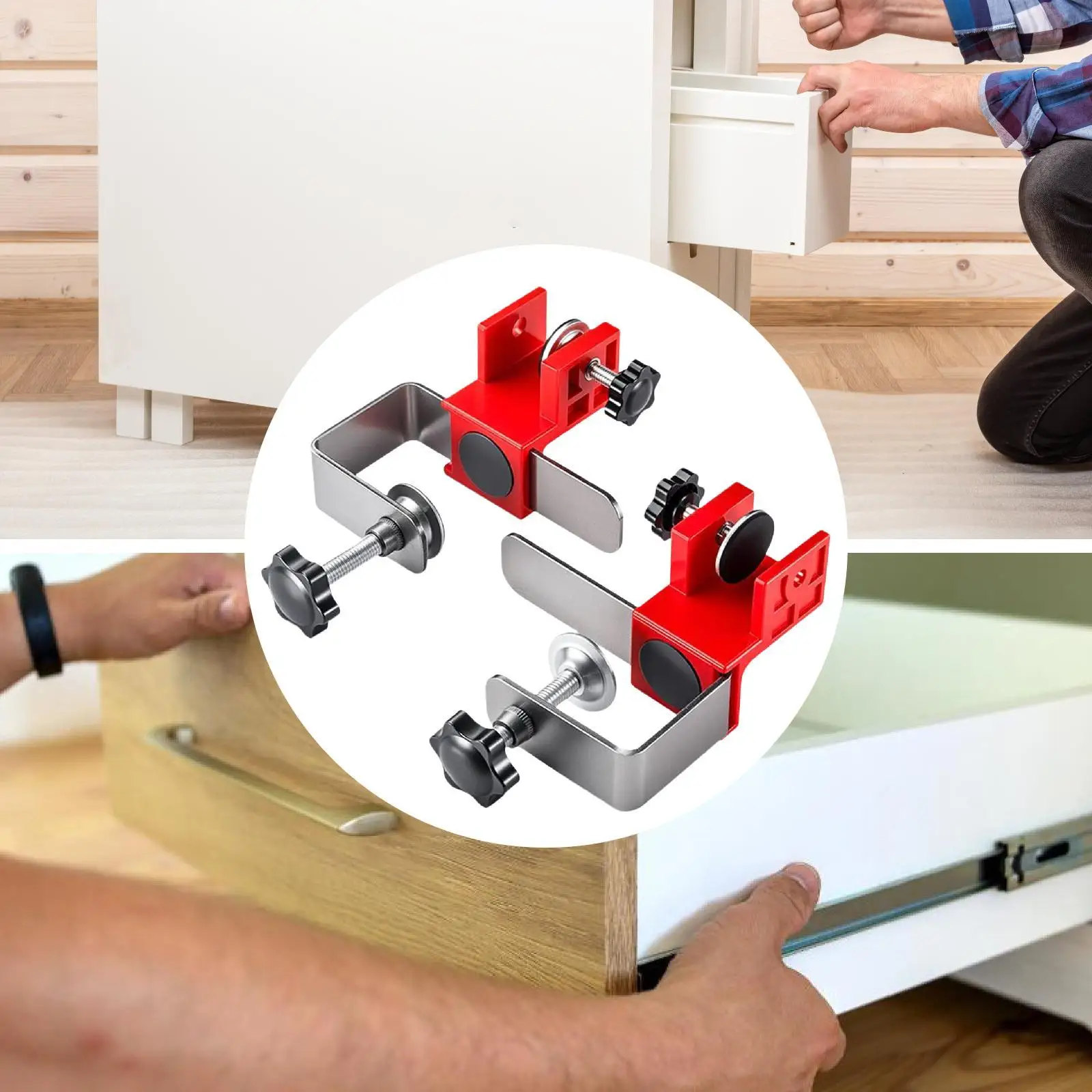2 Pieces Drawer Front Installation Clamps Drawer Face Clamp Multifunctional Professional Drawer Fixing Clamp Carpenter Tools