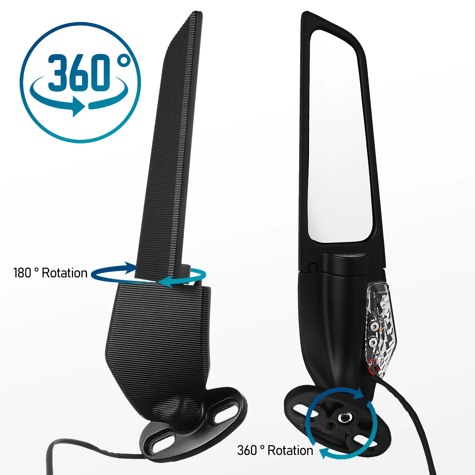 

1 Pair Motorcycle Mirrors With Turn Signals Large Surface Rearview For Handlebars Stable Metal Side Mirror Compatible Universal