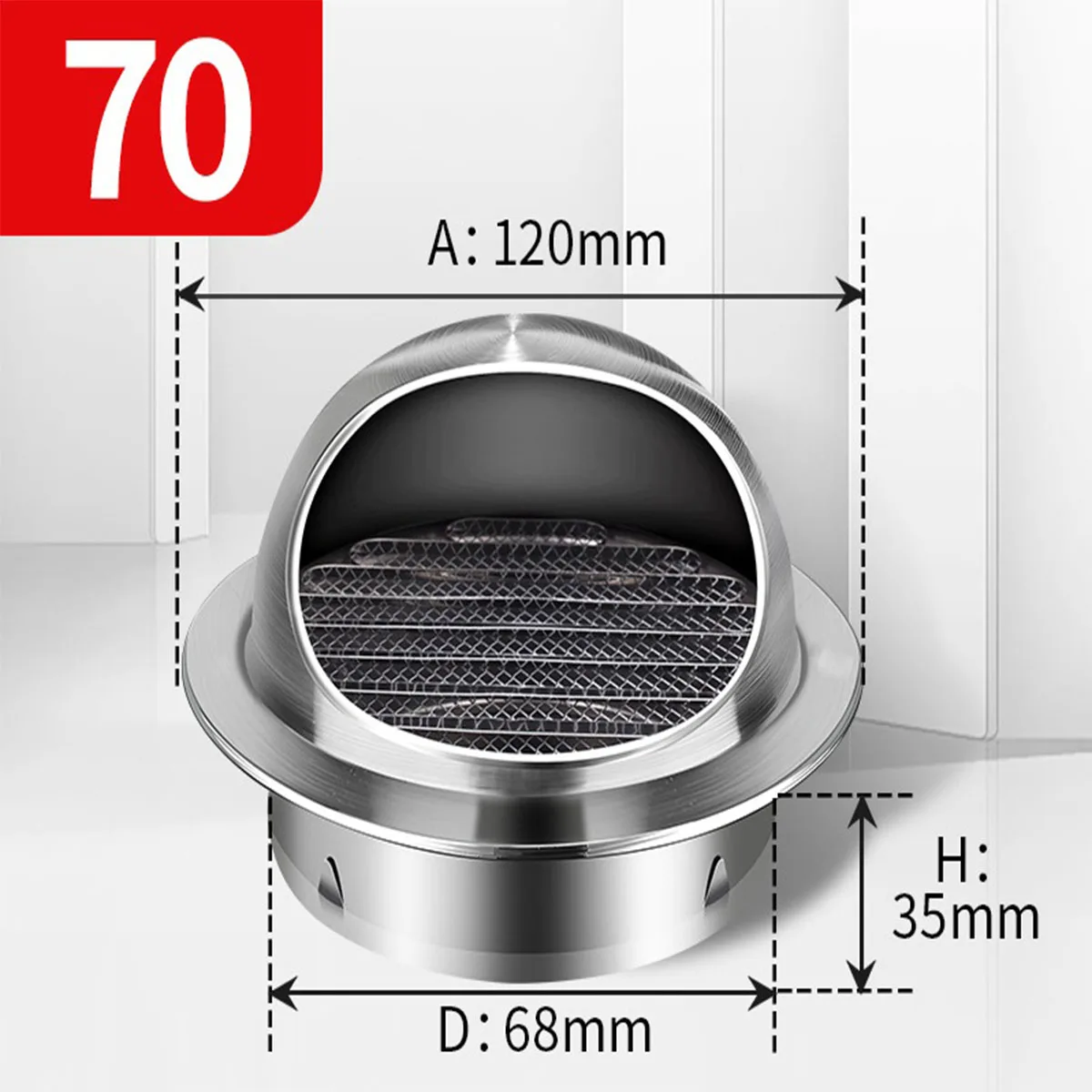 70/80/100/150MM Stainless Steel Wind Hood, Rainproof Cap, Air Outlet Rain Cover, Exhaust Hood, Ventilation Cap, Air Vent Cover