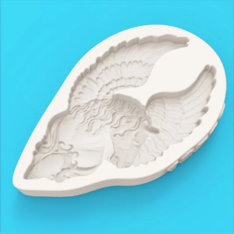 Mythical Pegasus Fondant Mold with Flying Wings Embossed Pattern Design Luxurious Artistic Style Dessert Fondant Chocolate Mold - view 4