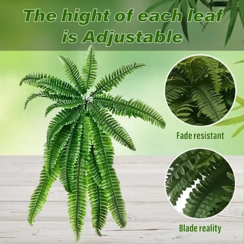 UV Resistant Lifelike Artificial Boston Fern Home Silk Persian Fern Leaf Plant Decoration Outdoor Artificial Boston Fern