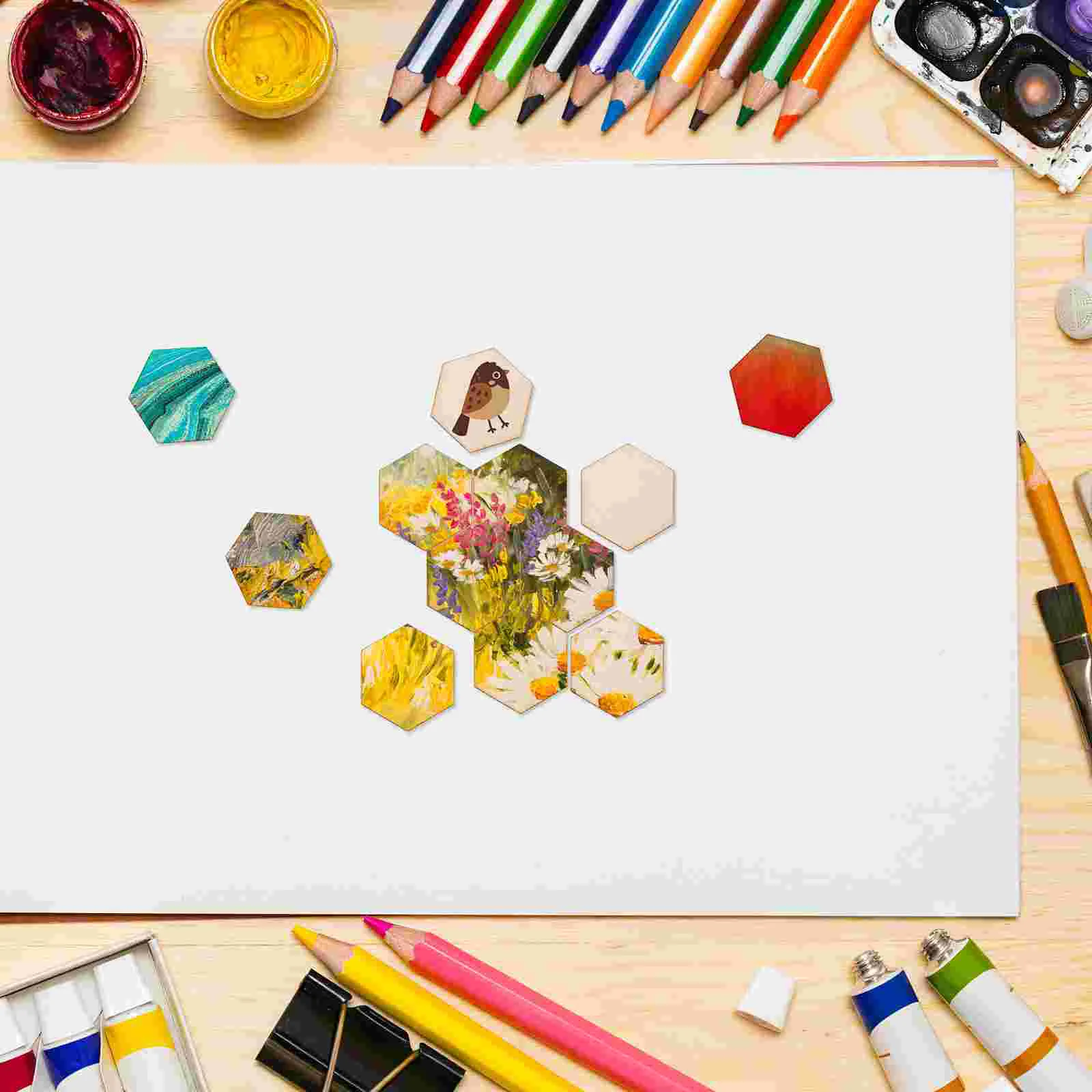 200 PC Birthday Decorations Honeycomb Wooden DIY Crafts Plant Office Artificial Olive Tree