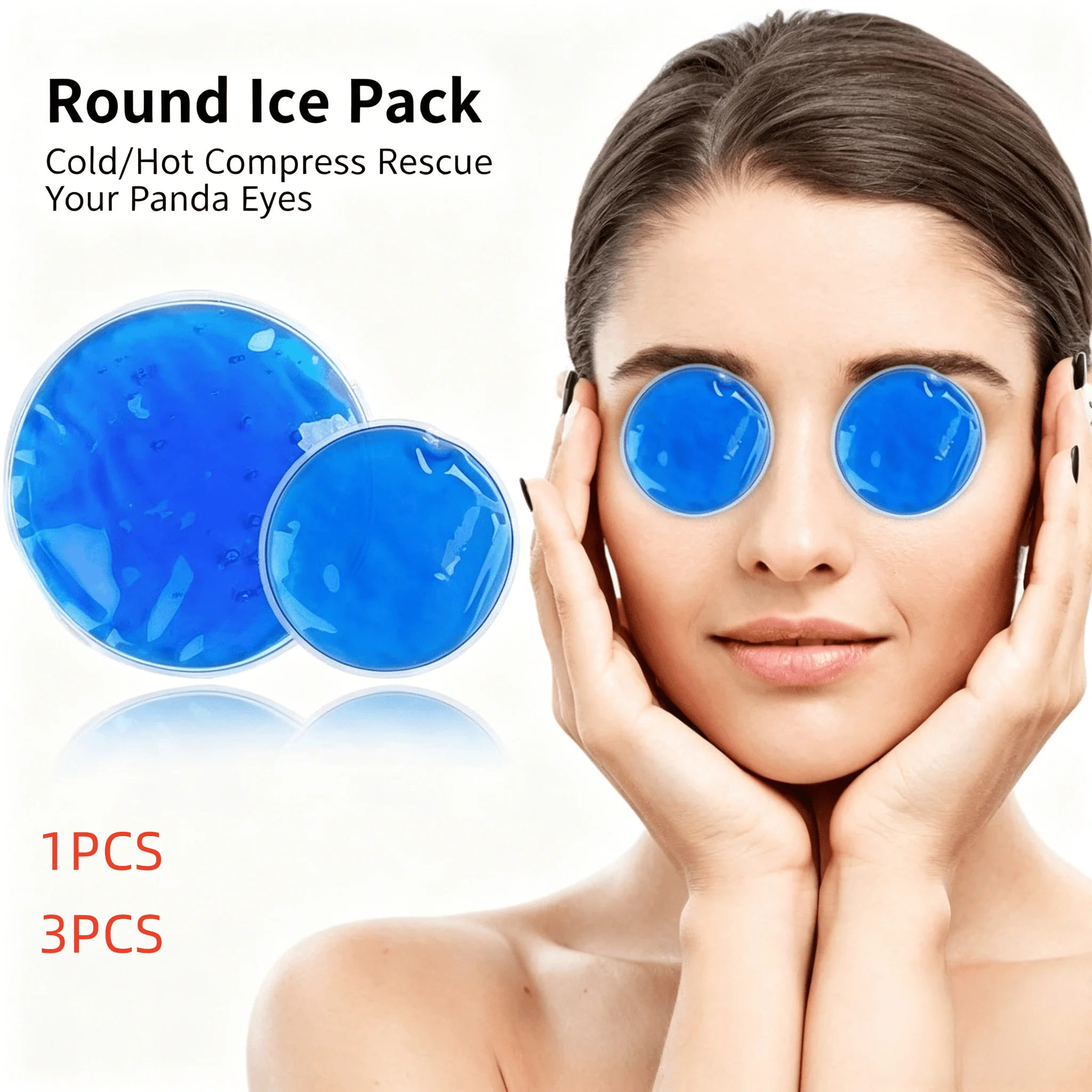 3pcs Reusable Gel Ice Pack Hot Cold Compress Small Round Ice Packs for Body Pain Relief For Eye Care Relaxation Family Travel