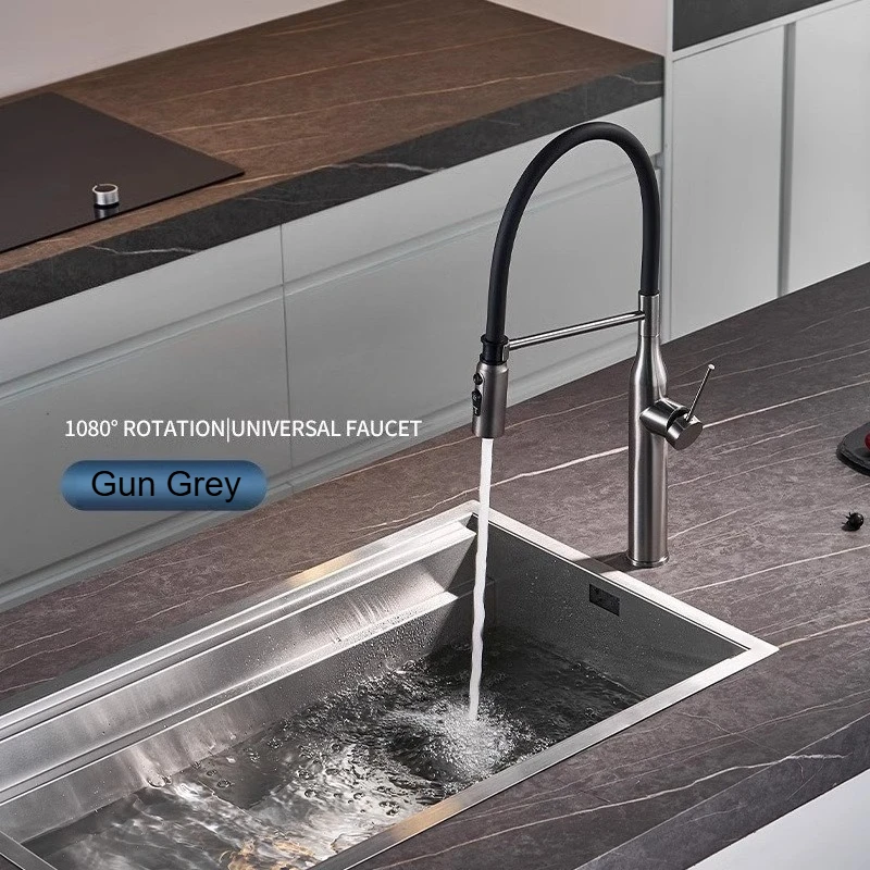 304 Stainless Steel Magnet Pull-out Kitchen Faucet 360 Degree Hot Cold Water Mixer Tap Crane kitchen Sink Tap With Sprayer