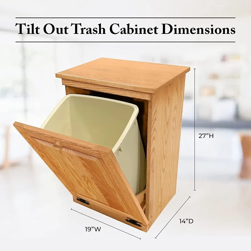 Peaceful Classics Wooden Oak Tilt Out Trash Cabinet，Pull Out Cabinet, Decorative Trash Bin for Kitchen, Bedroom