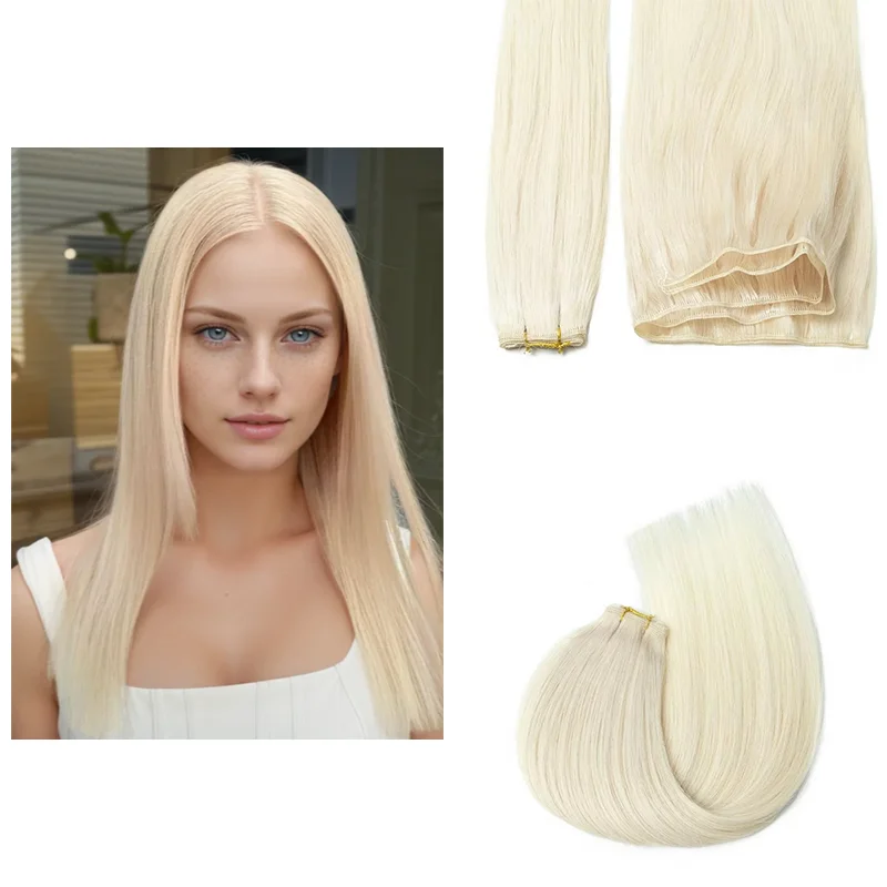 Long Genius Weft Human Hair Bundles Blonde Hair Extensions No Returning Hair Sew In Invisible Hair Bundles 12 16 20'Machine Remy