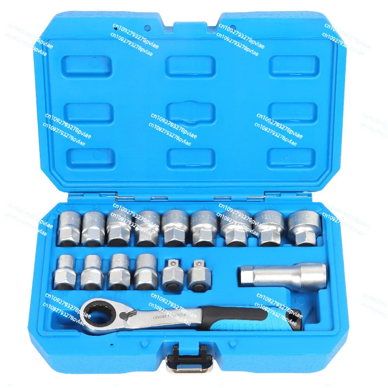 17 Pieces Piercing Ratchet Sleeve Two-way Wrench Set 12 Angle Sleeve Batch Connector Sleeve Set