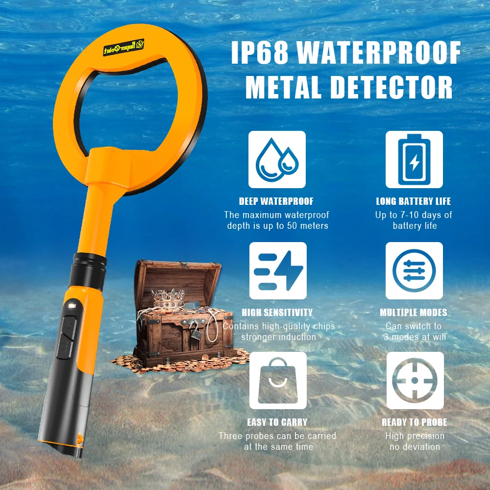 Underwater Detector Metal Search LED Lighting Alarm 3 System In 1 Waterproof Pinpointer Pulse Dive