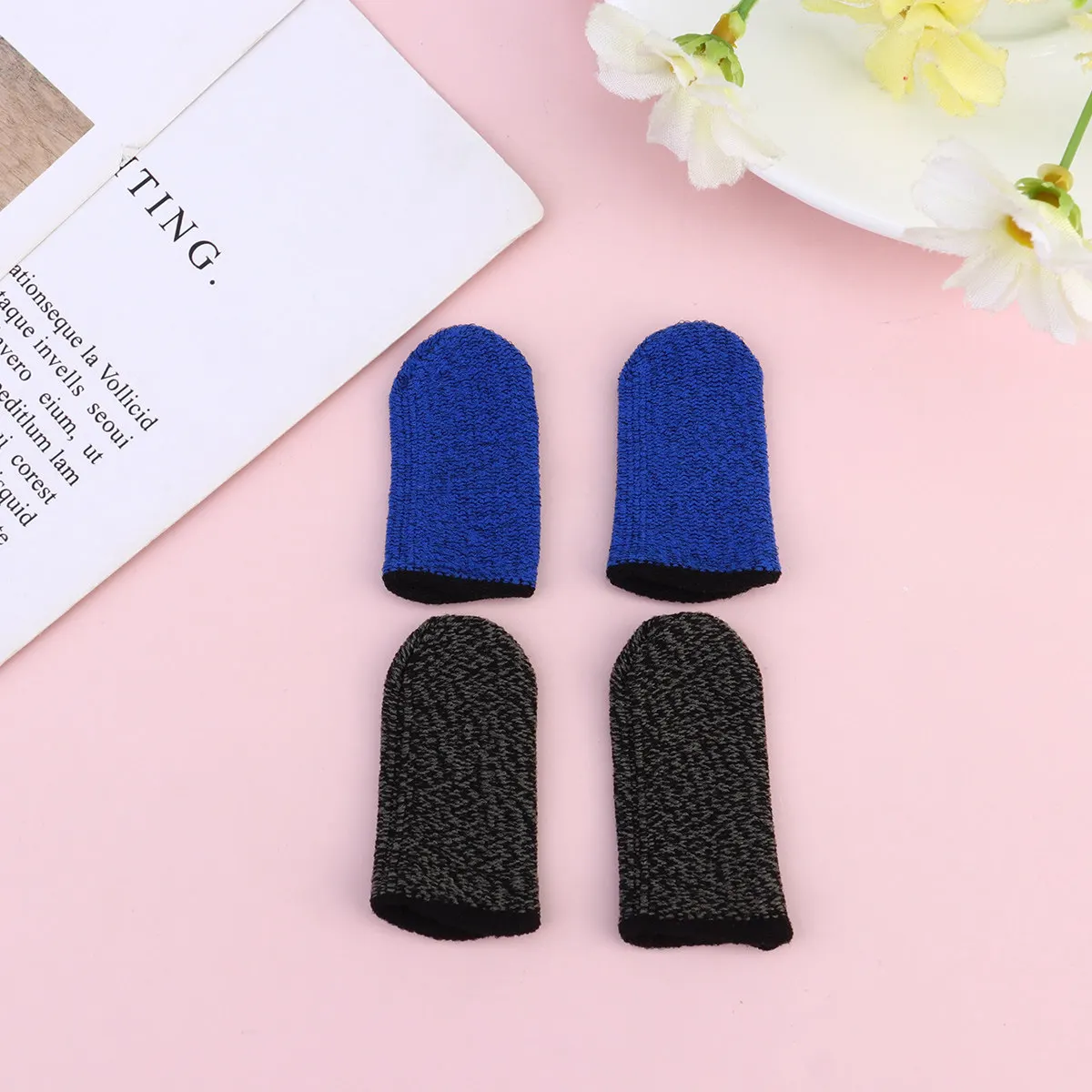 10Pcs Black Edge Breathable Finger Sleeves Screen Touch Anti-Sweat Phone Game Finger Covers Elastic Nylon Thumb Protector