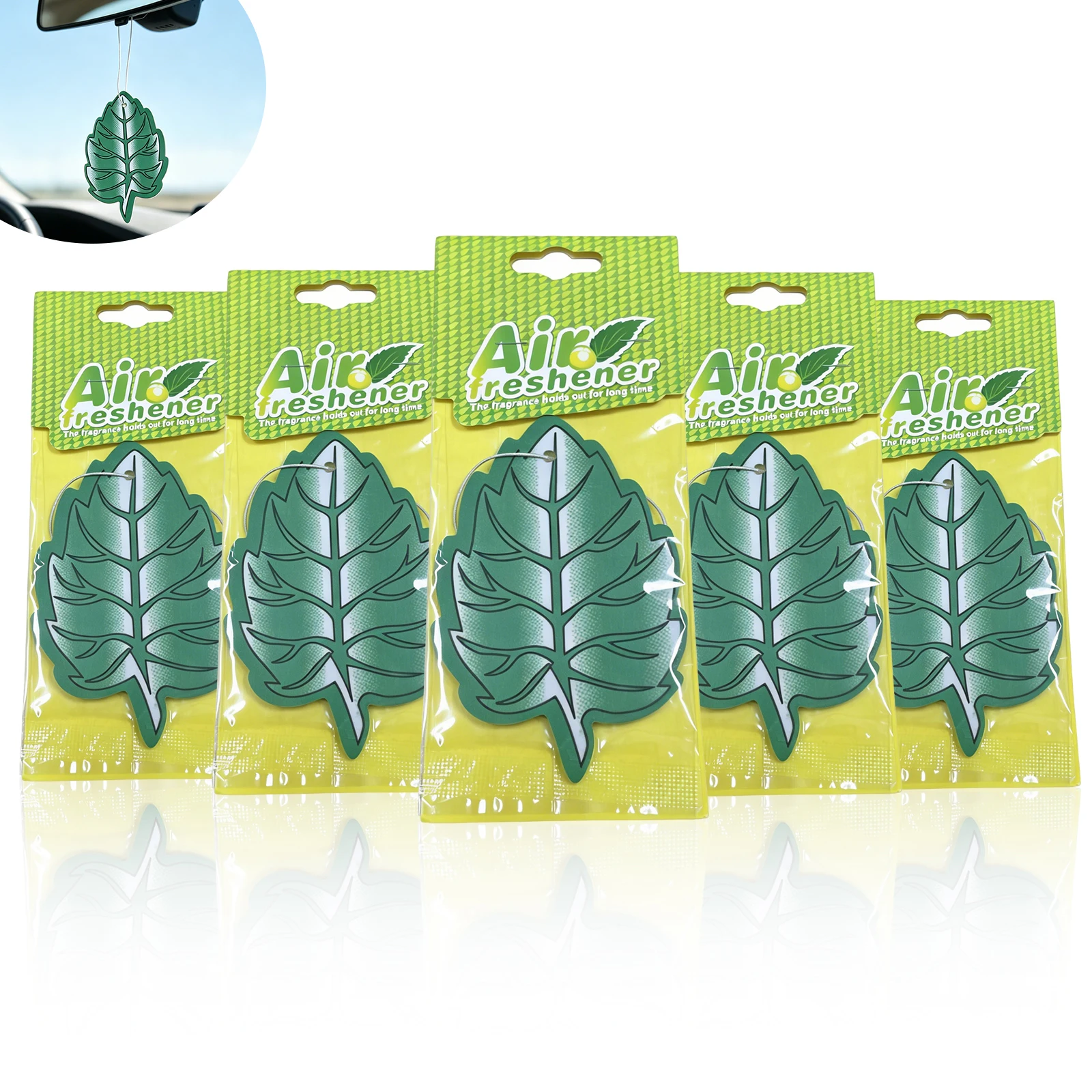 5/10/20 Pcs Green Apple Scent Car Air Freshener - Long Lasting Hanging Leaf Scent, Odor Eliminator for Car & Home