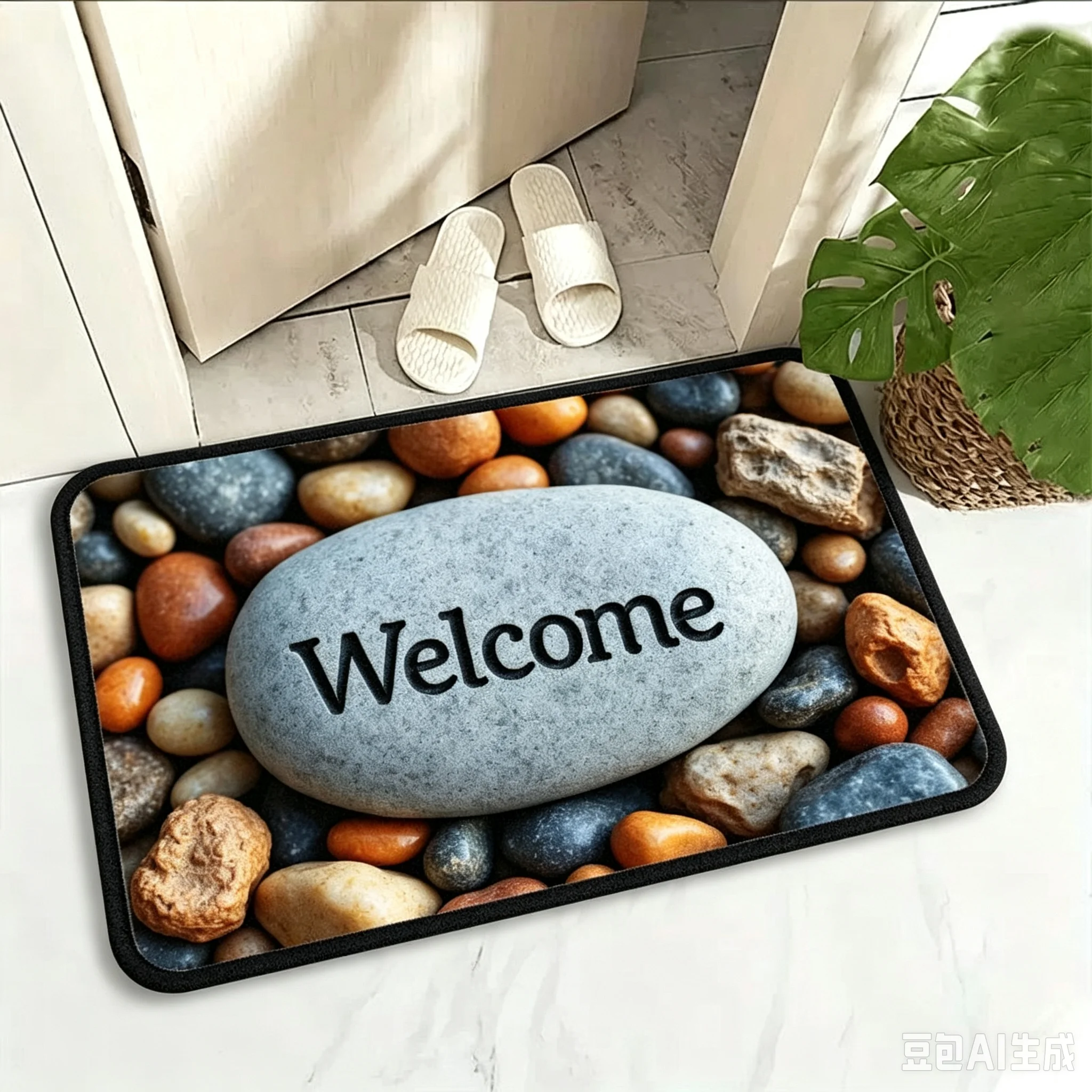 Colorful Simulation Pebble Welcome Entrance Doormat Foyer Bathroom Entrance Home Decoration Welcome Carpet Household Home Mat