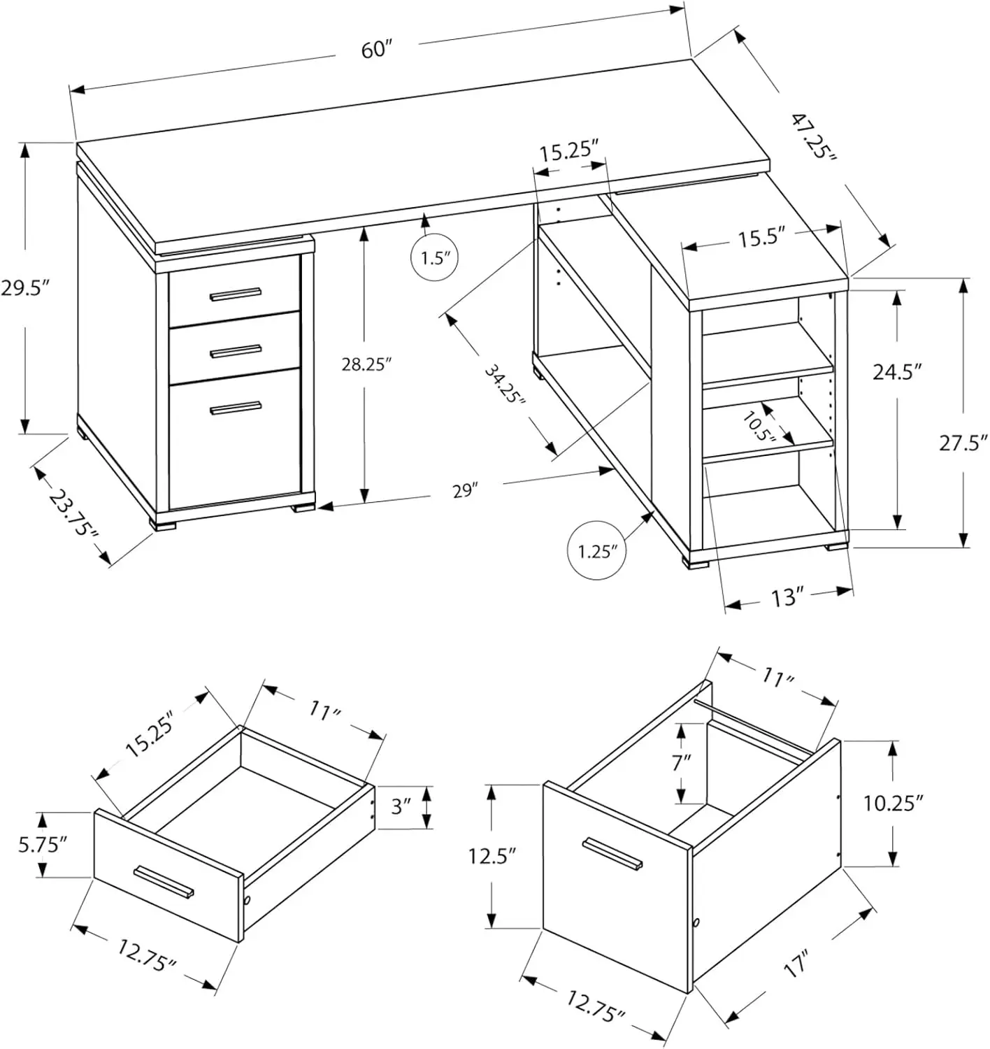 Specialties Computer Desk - Left or Right Facing Corner | Dark Taupe