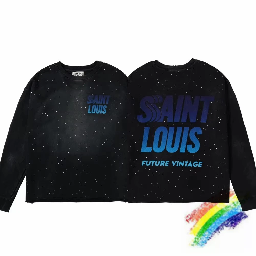 Saint SSSAINT LOUIS Rhinestone Sweatshirts Men Women Best Quality Crewneck