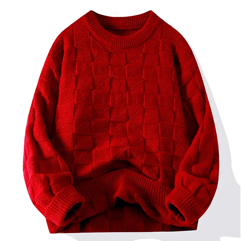 Windproof New Winter Tracksuit Sweatshirt Knit Long Sleeve Sweater Top Loose Shirt Coat Men Crew Neck Pullover Casual Streetwear