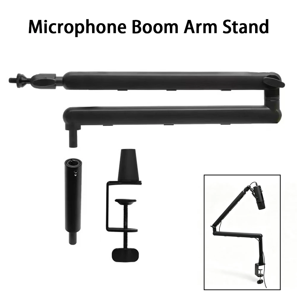 Foldable Aluminum Microphone Boom Arm Stand Vibration Damping Desktop Clamp Mount Universal Holder For Mic Phone Live Streaming