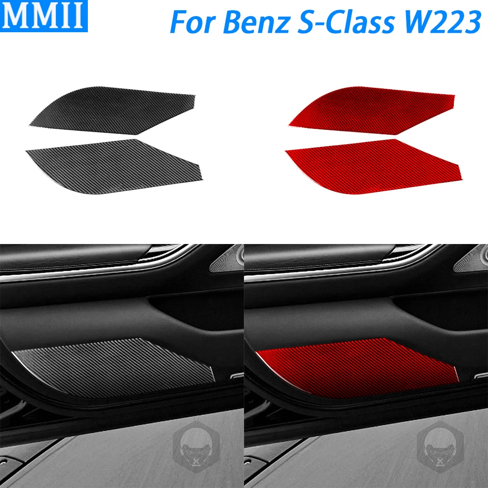 

For Benz S-Class W223 2021-2024 Carbon Fiber Front Door Panel Decorative Cover Trim Car Interior Decoration Accessories Sticker