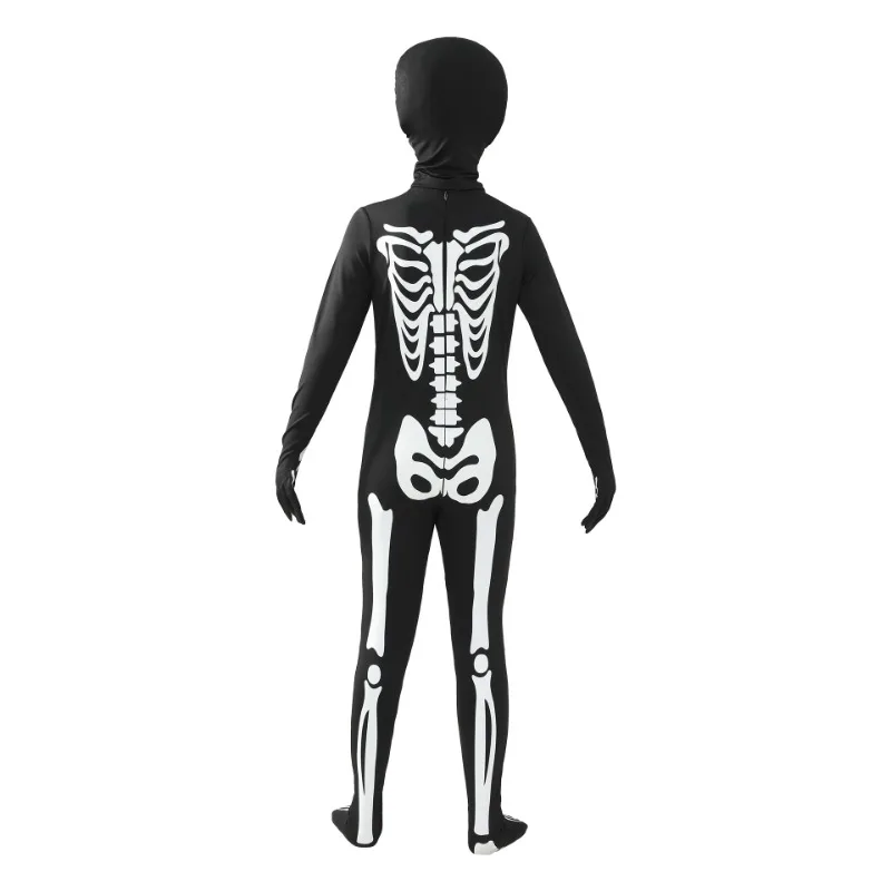 Boys Scary Zombie Halloween Costume Glow In The Dark Printed Skeleton Jumpsuit Kids Carnival Party Spooky Ghost Horror Jumpsuit