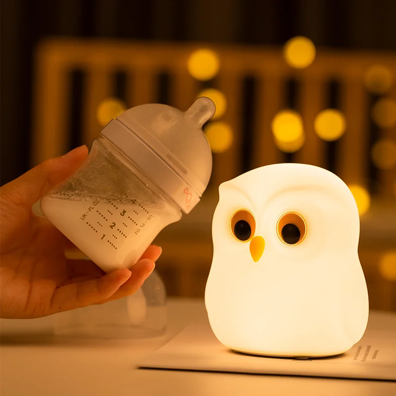 Owl Night Light Cute Silicone Night Lamp Rechargeable RGB Ambience  Lamp Room Decoration Funny Animal Children Night Light Gift