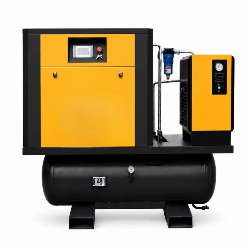 All in One 16bar Lubricated Screw Air Compressor 15kW AC Powered Motor Portable Air Cooled 2.1m/min for Industrial Use
