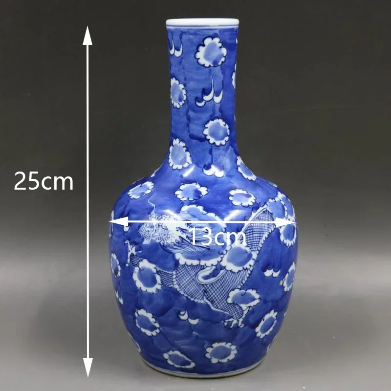 Tabletop Vase Blue White Large Chinese Vases Snake Dragon Ceramic Vase for Plants Mythical Animals Bottle Room Decorations