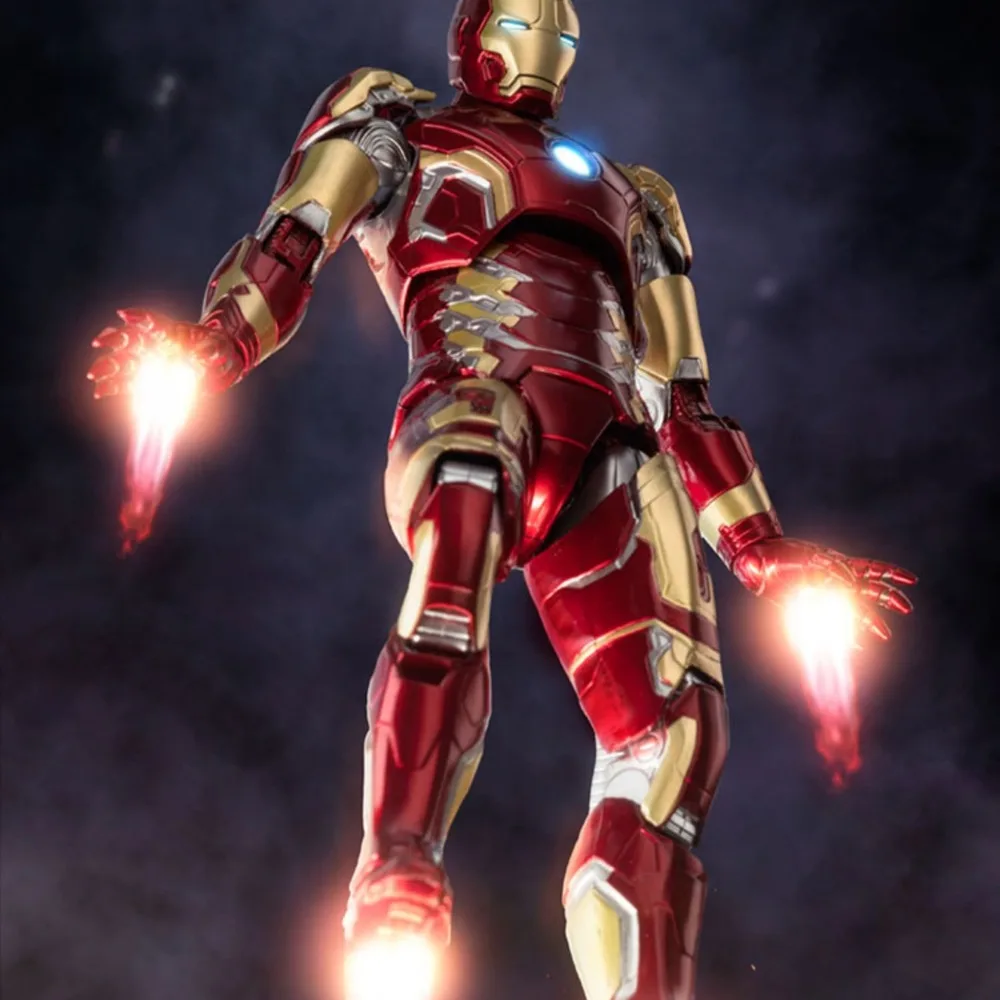 ZD Toys Original Iron Man MK43 ojos y pecho brillo figura de acción Tony Stark Mecha modelo móvil Anime vengadores colección juguete