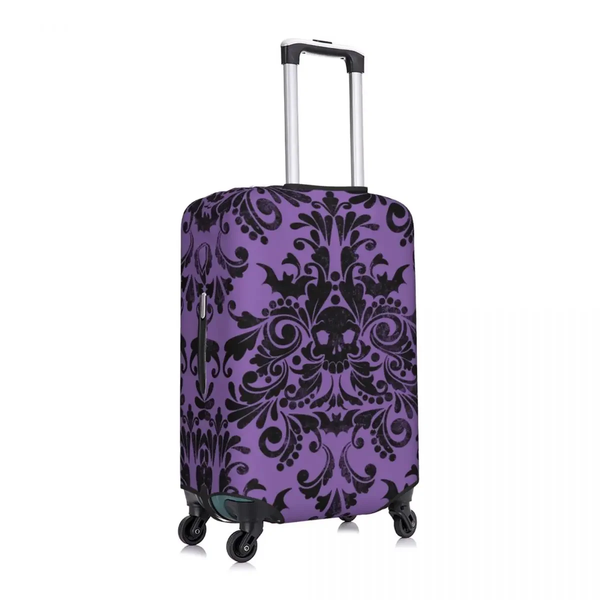 Custom Skull Damask Pattern Luggage Cover Protector  Halloween Witch Goth Occult Travel Suitcase Protective Cover for 18-32 Inch