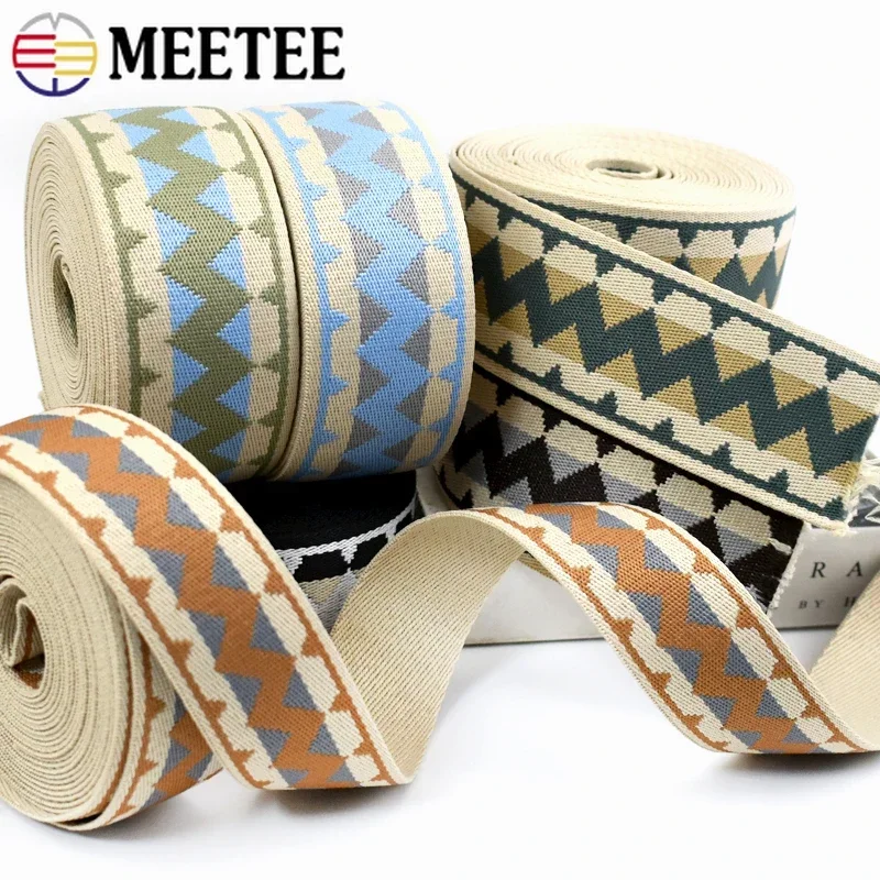 1-5Meters 38/50mm Jacquard Webbing For Bag Strap Backpack Shoes Ribbons Tape Hat Ethnic Band Bias Binding DIY Sewing Accessories