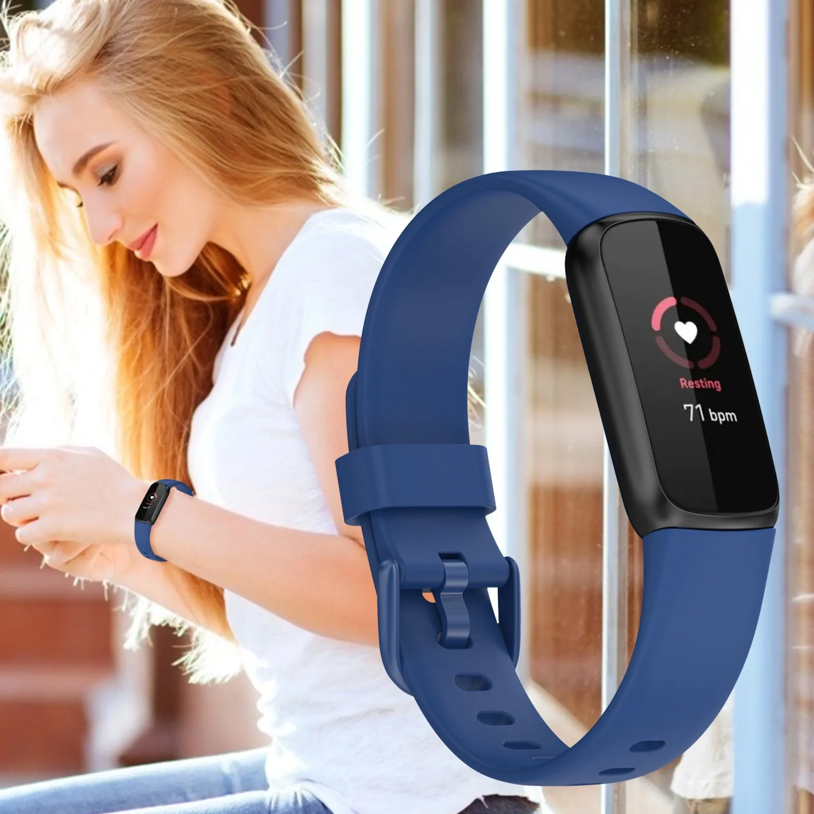 Fitbit 럭셔리 스마트 워치 실리콘 스트랩에 적합, 스포츠 시계 스트랩, 패션 교체 액세서리, 220mm