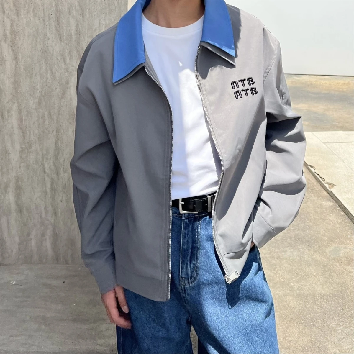 

Retro American Contrast Color Collar Jaet Men's Casual Versatile High-End Feeling Trendy Brand INS Couple's Outerwear