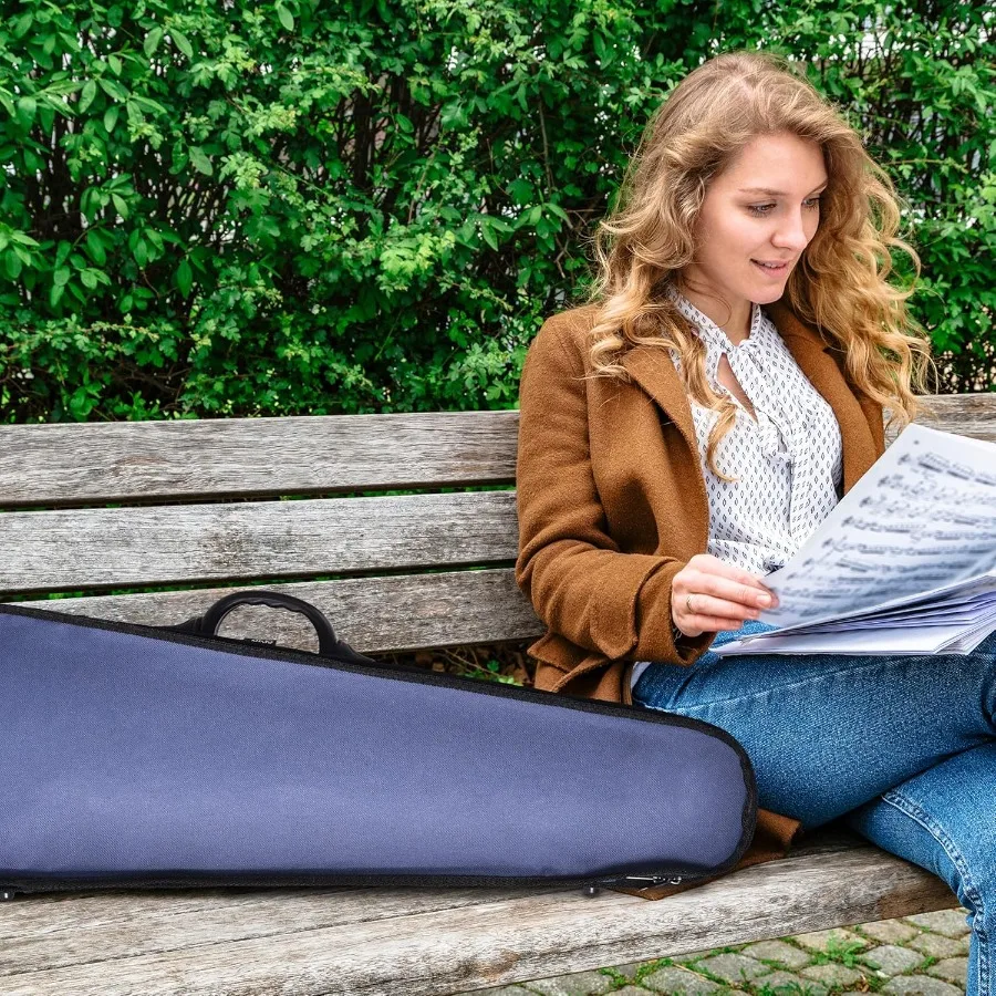 حقيبة ظهر Adm 4 4 كاملة الحجم للكمان ذات شكل مثلث احترافي أساسي معلق خفيف للغاية باللون الأزرق