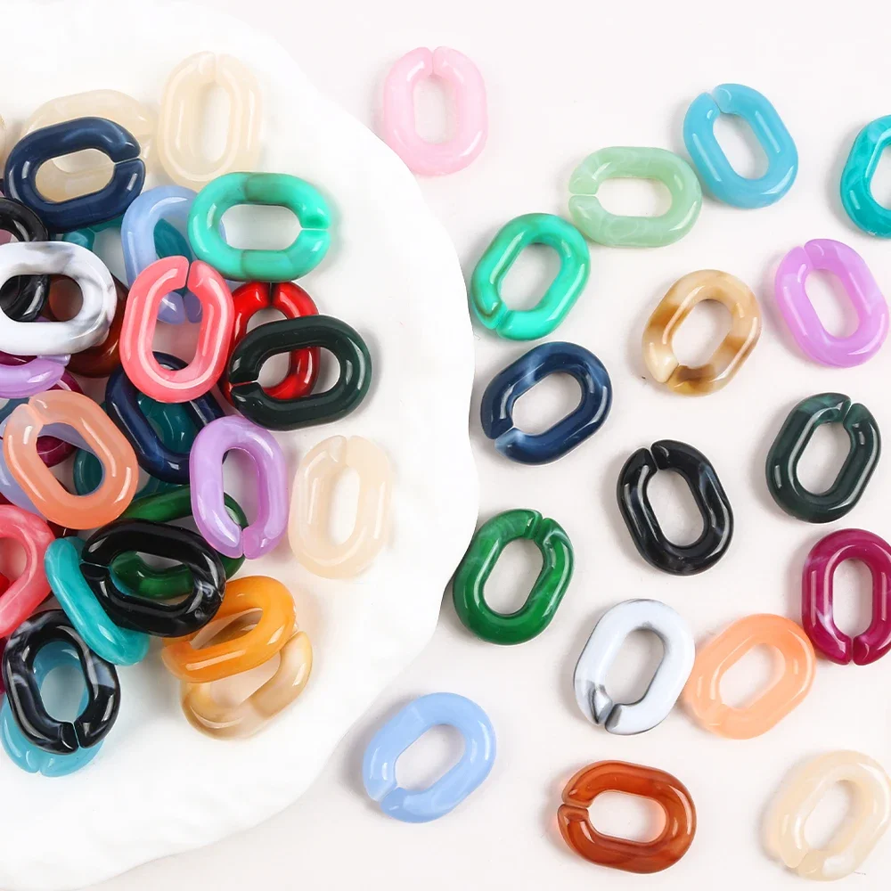 10pcs 24x18mm Acrylic Oval Rings Link Chain Mixed Color Beads for Bracelet Necklace Phone Chains Making DIY Jewelry Accessories
