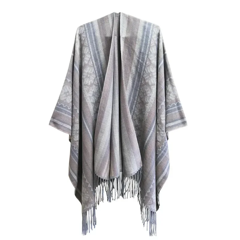 Primavera outono geométrico jacquard estilo étnico turismo divisão borla xale feminino ar condicionado poncho senhora capas capas marinhas