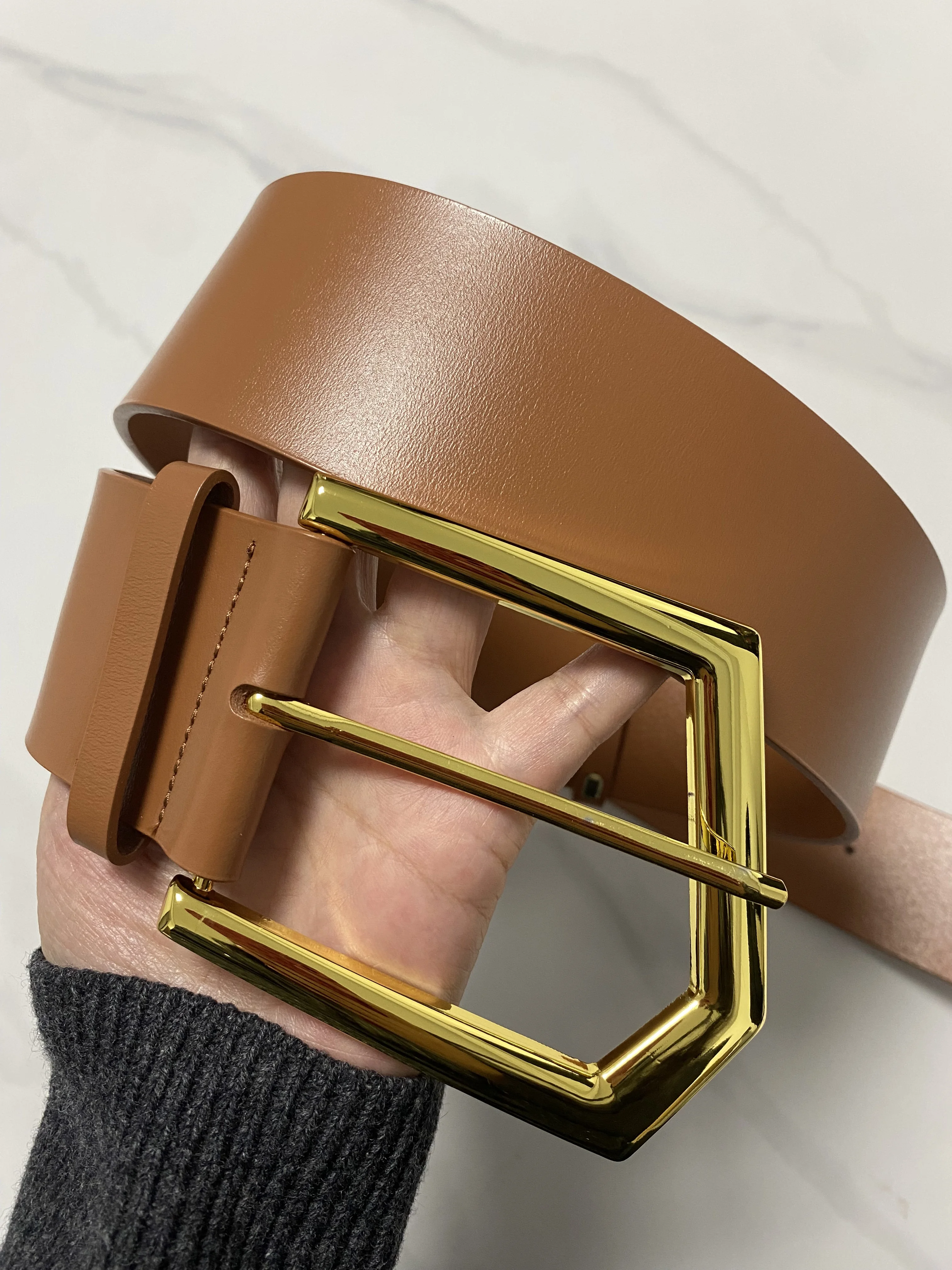 المرأة خمر الذهب مشبك جلد طبيعي فستان Cummerbunds الكورسيهات حزام أحزمة الديكور حزام عريض TB384