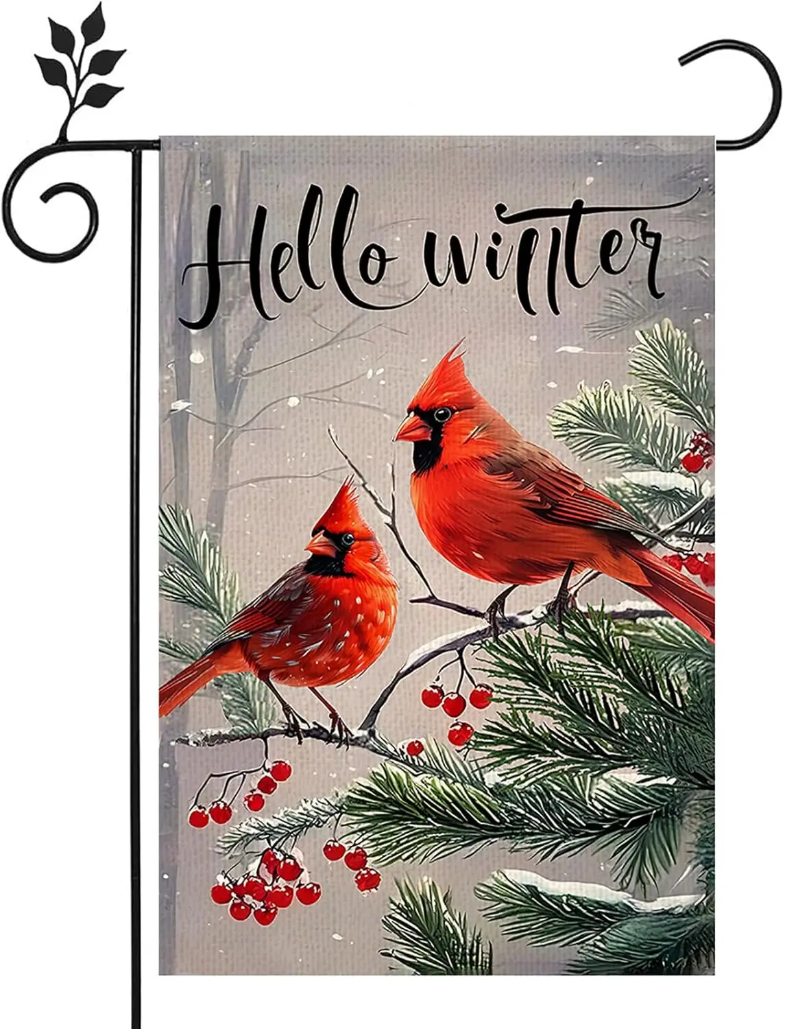 Winter Cardinal Bird Garden Flag 12x18 Double Sided Christmas Banners for Outside Trees Snow Christmas Holiday Outside Decor SSL