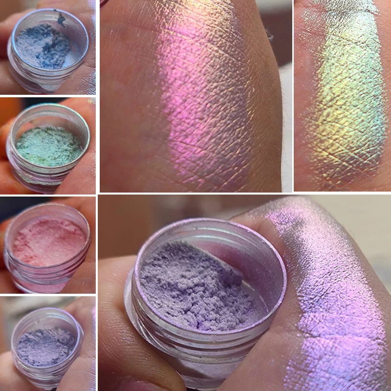 Chameleon Glitter Eyeshadow Powder Metallic Ultra-Fine Highlighter Chrome Blue Purple Shiny Powder Multifunction Makeup Products