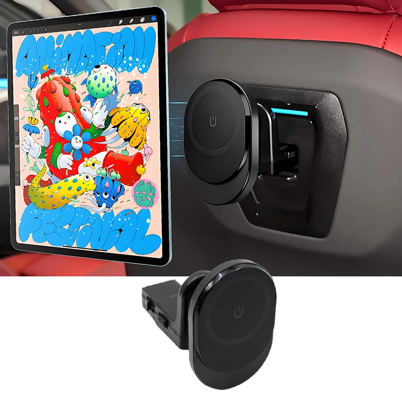 Für BMW 5er Serie I5 G60 X3 G45 2025 IX 15W Kabelloses Ladegerät Auto Rücksitz Magnetisches Pad Telefonhalterung Videoständer Zubehör Verkleidung