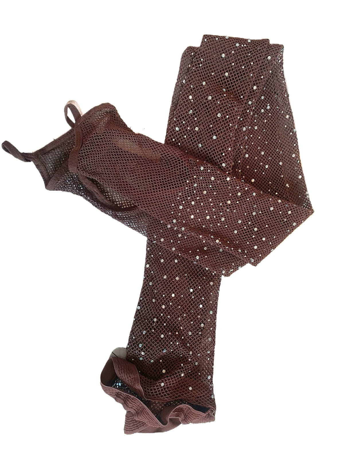 Women Professional Fishnet Rhinstone Tights Ballroom&Latin Dance Hard Yarn Elastic Latin Stockings Pantyhose Open Toes