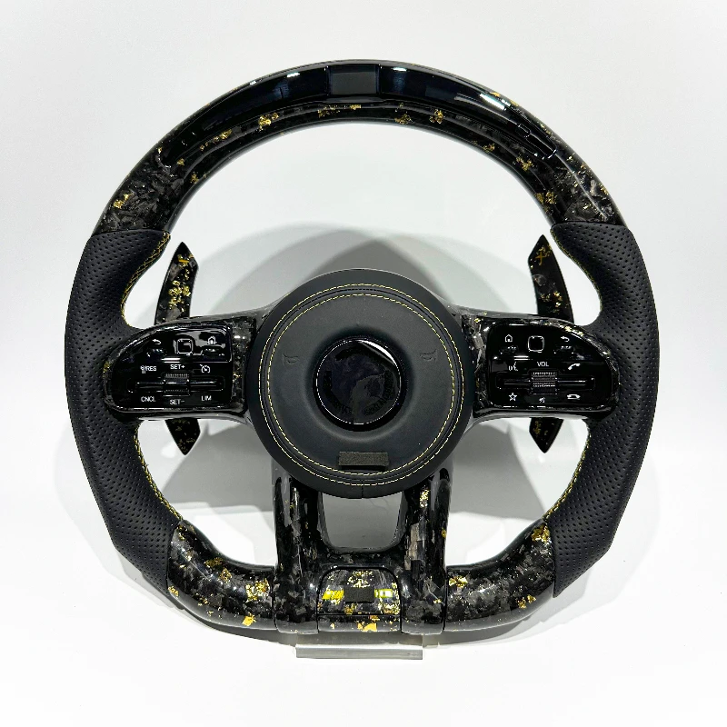 

Carbon Bos Gold Кованое углеродное волокно для Mercedes Benz 809 W 205 204 Высококачественное благородное светодиодное рулевое колесо Sport для Benz 809 205