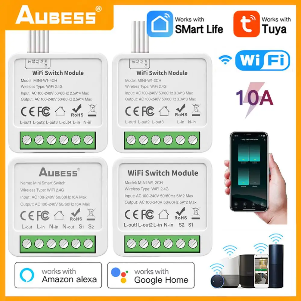 WiFi Tuya 1/2/3/4 Gang Smart Switch 2 Way Control Automation Module Smart Life Voice Control With Alexa Google Home Yandex Alice